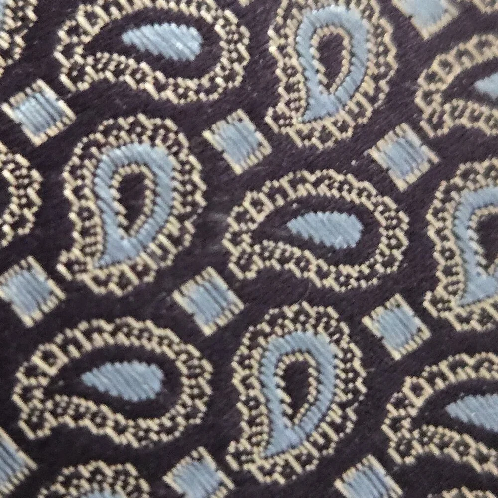 ERMENEGILDO ZEGNA Men Navy light Blue TEXTURED PAISLEY 100% Silk Tie Italy